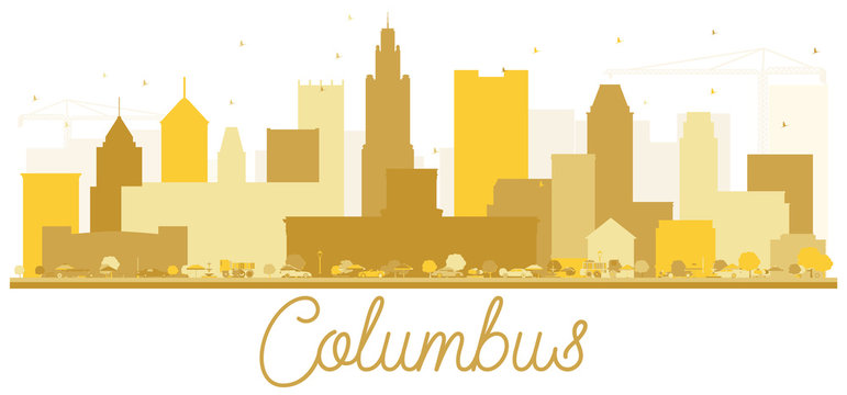 Columbus USA City skyline golden silhouette.