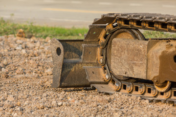 Bulldozer (Continuous Tracked Tractor) parking on soil at construction site