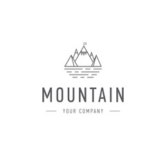 Mountain logo template travel and adventure business. Outdoor explorer badge. Illustration of outdoor explorer label.