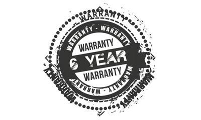 6 years warranty icon vintage rubber stamp guarantee