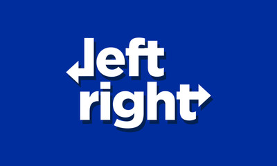 Left and Right Typography with Arrows in Bold Font on Blue Background