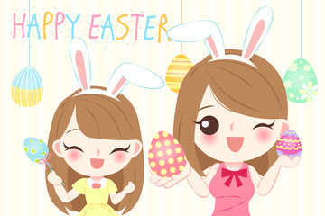 family with happy easter