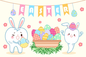 tooth with happy easter