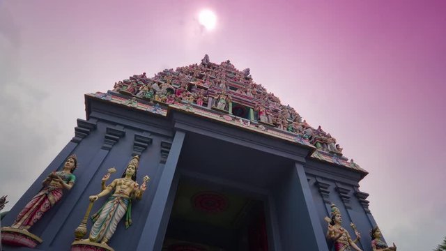 singapore city sun light temple front panorama 4k timelapse
