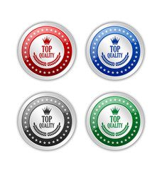 Set of silver Top quality badges or icons placed on white background