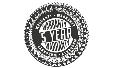 5 years warranty icon vintage rubber stamp guarantee
