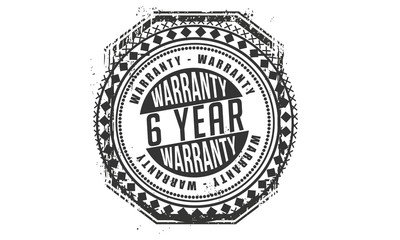 6 years warranty icon vintage rubber stamp guarantee