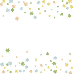 Delicate Floral Pattern with Simple Small Flowers for Greeting Card or Poster. Naive Daisy Flowers in Primitive Style. Vector Background for Spring or Summer Design.