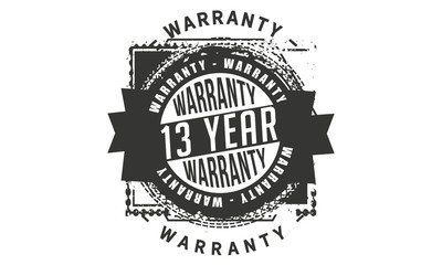13 years warranty icon vintage rubber stamp guarantee
