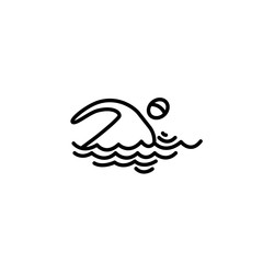 Thin line icon. Swimmer in water.