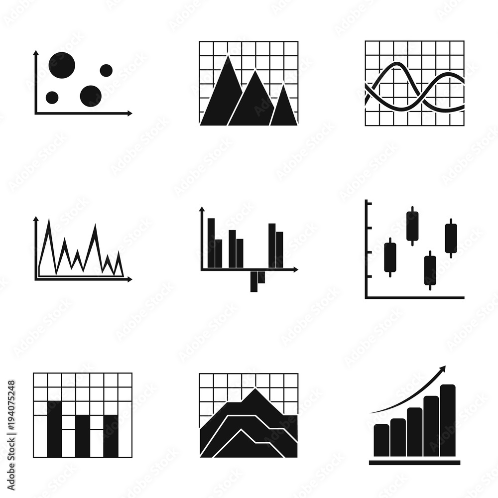 Poster graph icons set. simple set of 9 graph vector icons for web isolated on white background
