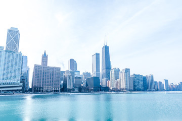 Fototapeta na wymiar Chicago downtown panorama by the lake