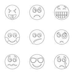 Front side icons set. Outline set of 9 front side vector icons for web isolated on white background
