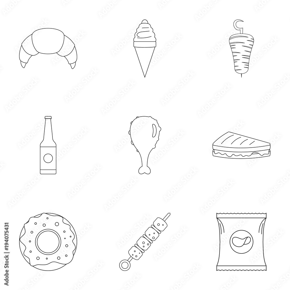 Poster crumbly icons set. outline set of 9 crumbly vector icons for web isolated on white background
