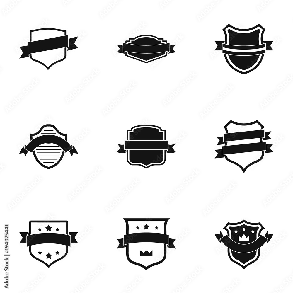 Poster Banderole icons set. Simple set of 9 banderole vector icons for web isolated on white background