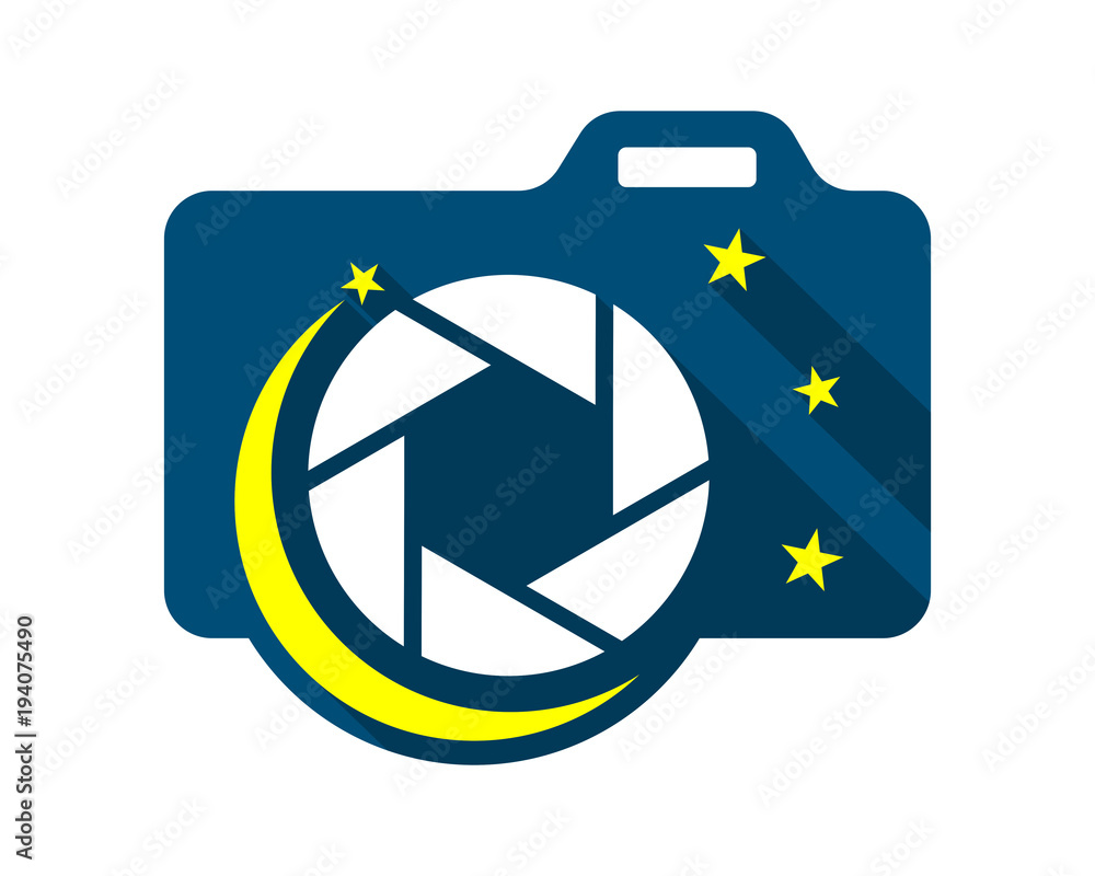 Sticker night camera photo photography photographer photographic image vector icon