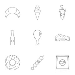 Crumbly icons set. Outline set of 9 crumbly vector icons for web isolated on white background