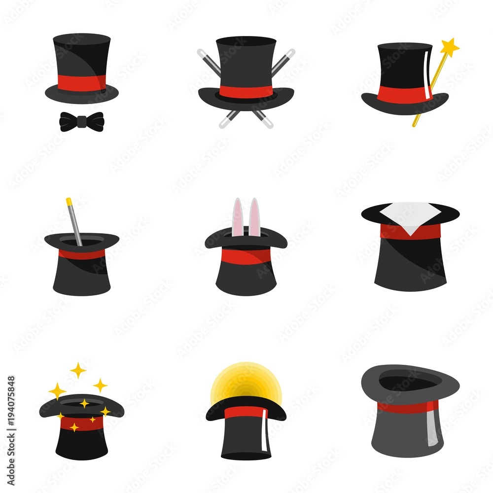 Poster wizard icons set. flat set of 9 wizard vector icons for web isolated on white background
