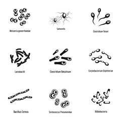 Etiological factor icons set. Simple set of 9 etiological factor vector icons for web isolated on white background