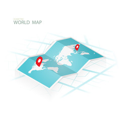 Maps & Navigation isometric,wolrd map vector