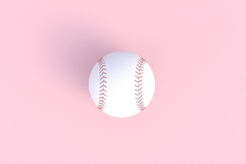 Baseball isolated on pink background, 3d rendering