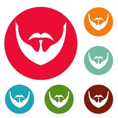 Person beard icons circle set vector isolated on white background