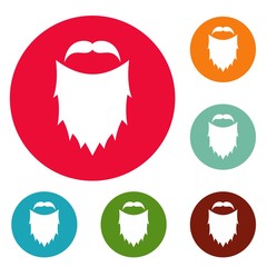 Mask beard icons circle set vector isolated on white background