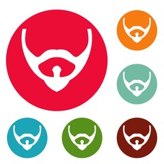 Hair face icons circle set vector isolated on white background