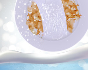 Greasy dish with detergent