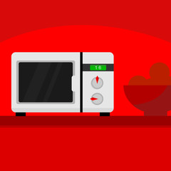 Obraz premium Microwave Kitchen Home Scene Illustration