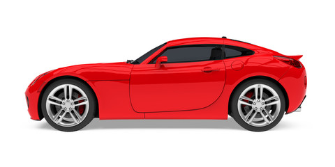 Plakat Red Sport Car Isolated