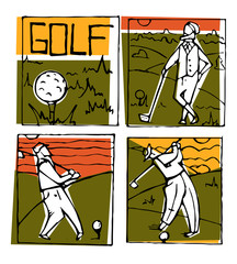 Golf club icons posters set.