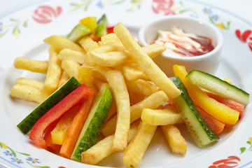 french fries with sauce