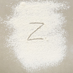 Letter Z written on flour