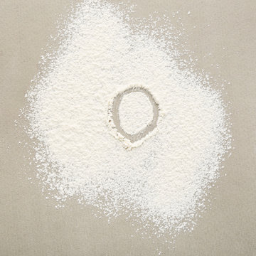 Zero written on flour