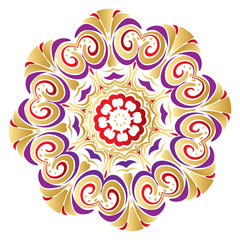 Floral Gold and Red Round Ornament