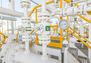 Industrial zone,valve control and measuring gas pressure,pipeline at gas metering station