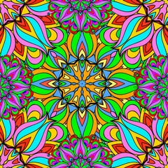 Colorful seamless pattern mandala, can be used for wallpaper, pattern fills, web page background, surface textures. Arabic, India, Islam, Asia. Happy desig pattern.
