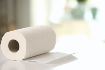 Roll of paper towels on kitchen table