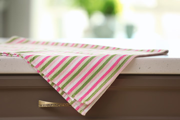 Clean kitchen towel on table