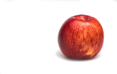 Red apple isolated on white background. Fresh raw organic fruit.