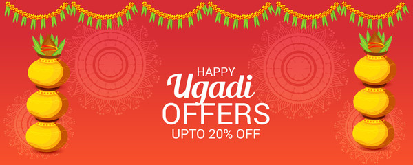 Naklejka premium Happy Ugadi (Hindu New Year).