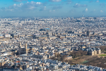 Fototapeta premium Paris, panorama, aerial view, the Senat and the Saint-Sulpice church 