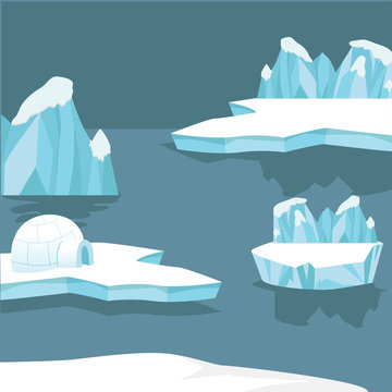 Arctic iceberg and mountains background