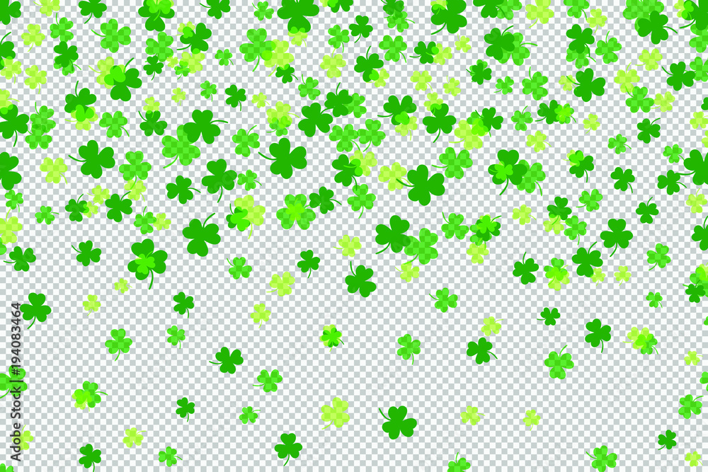 Poster clover shamrock leaf flat design green backdrop on transparent background pattern vector illustratio