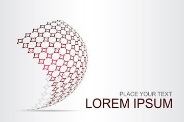Logo stylized spherical surface with abstract shapes