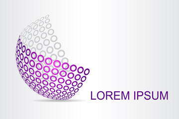 Logo stylized spherical surface with abstract shapes