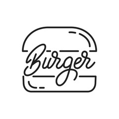 Burger. Burger lettering illustration. Burger label badge emblem