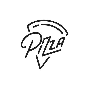 Pizza. Pizza lettering illustration. Pizza label badge emblem