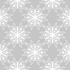Gray and white floral seamless pattern